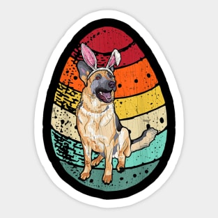 Vintage German Shepherd Dog Egg Bunny Ears Happy Easter Day Sticker